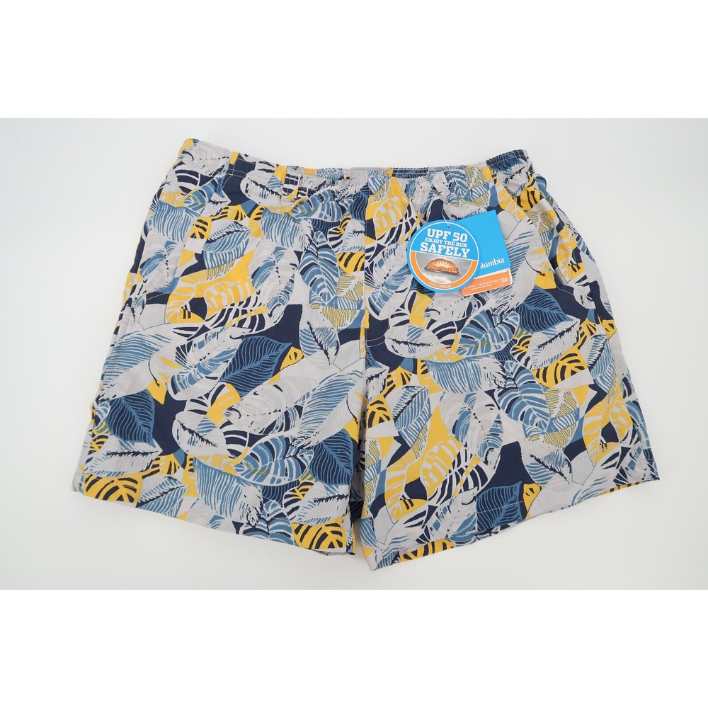 Columbia Mens Large PFG Backcast II 6" Water Shorts Trunks Blue Floral Lined New